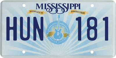 MS license plate HUN181