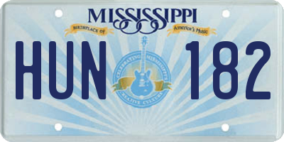 MS license plate HUN182