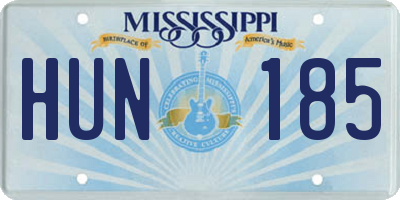 MS license plate HUN185
