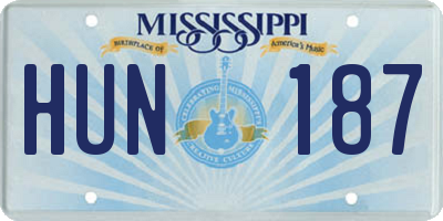 MS license plate HUN187