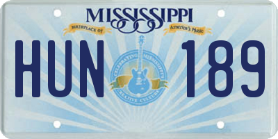 MS license plate HUN189