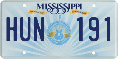 MS license plate HUN191