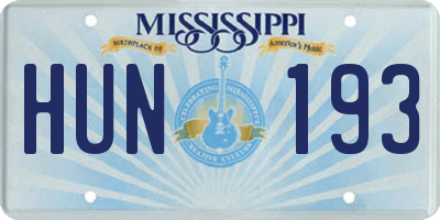 MS license plate HUN193