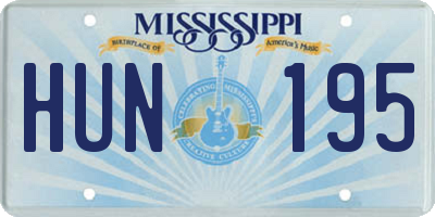MS license plate HUN195