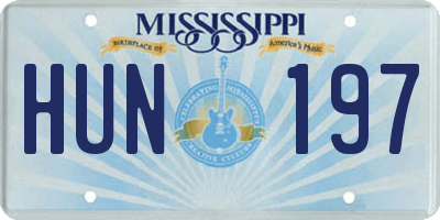 MS license plate HUN197