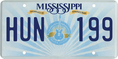 MS license plate HUN199