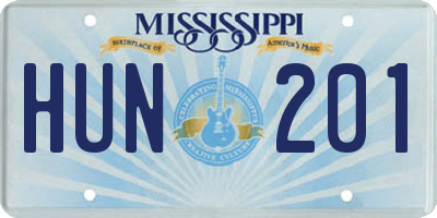 MS license plate HUN201