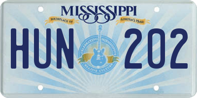 MS license plate HUN202