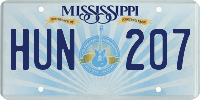 MS license plate HUN207