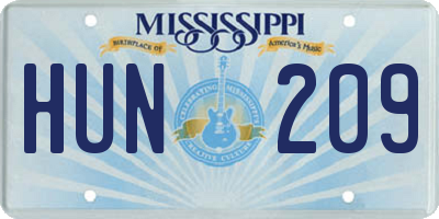 MS license plate HUN209