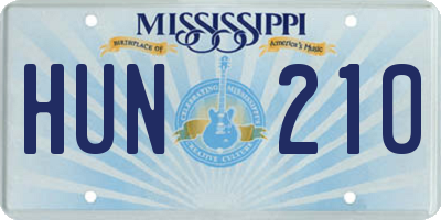 MS license plate HUN210