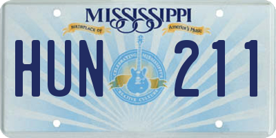 MS license plate HUN211