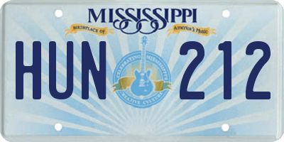 MS license plate HUN212