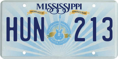 MS license plate HUN213