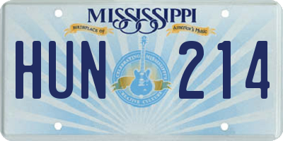 MS license plate HUN214