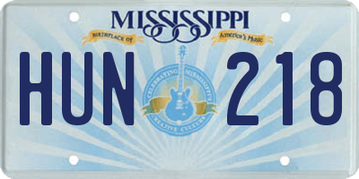 MS license plate HUN218