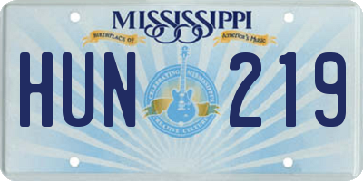 MS license plate HUN219