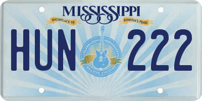 MS license plate HUN222