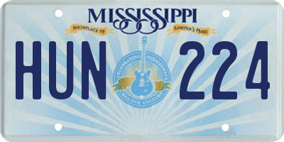MS license plate HUN224