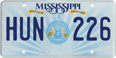 MS license plate HUN226