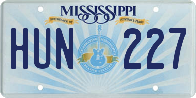 MS license plate HUN227