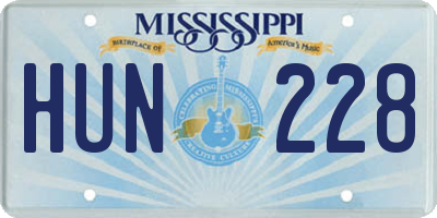 MS license plate HUN228