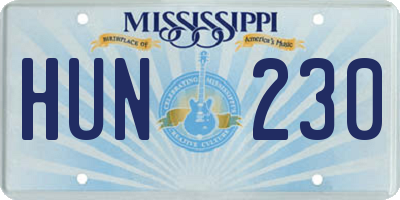 MS license plate HUN230