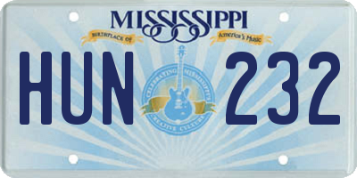 MS license plate HUN232