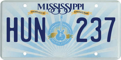 MS license plate HUN237