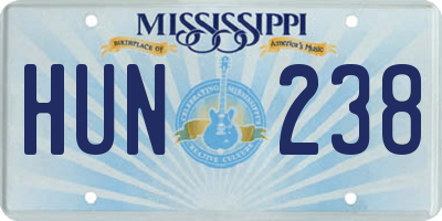 MS license plate HUN238