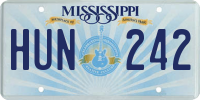 MS license plate HUN242