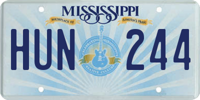MS license plate HUN244