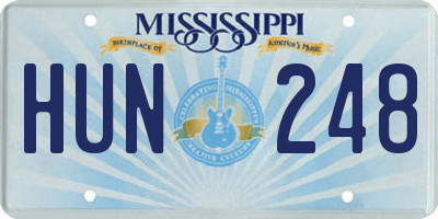 MS license plate HUN248
