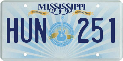 MS license plate HUN251