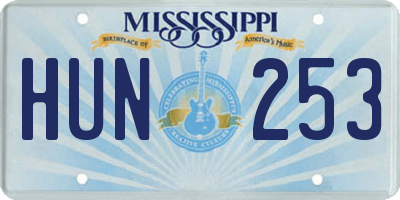 MS license plate HUN253