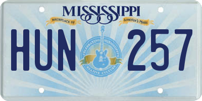MS license plate HUN257