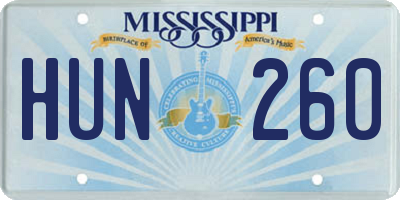 MS license plate HUN260