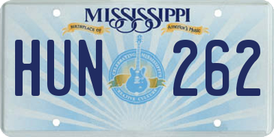 MS license plate HUN262