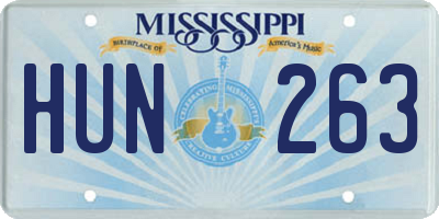 MS license plate HUN263