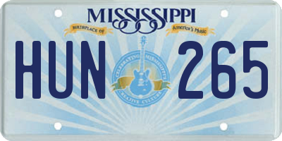 MS license plate HUN265