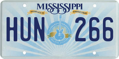 MS license plate HUN266