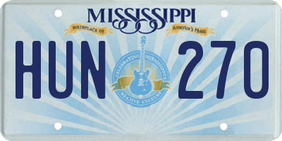 MS license plate HUN270