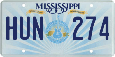 MS license plate HUN274