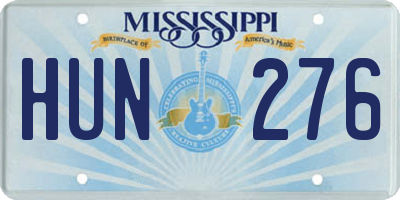 MS license plate HUN276