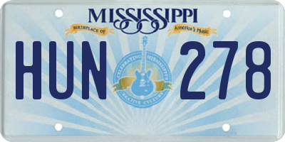 MS license plate HUN278