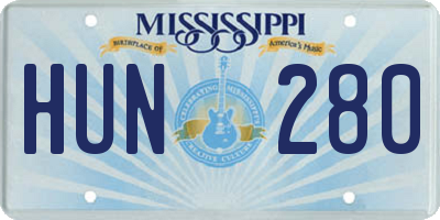 MS license plate HUN280