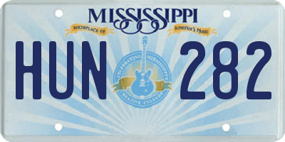 MS license plate HUN282