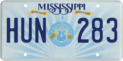 MS license plate HUN283
