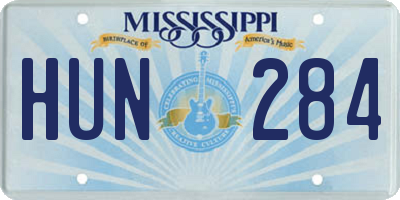 MS license plate HUN284