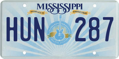 MS license plate HUN287